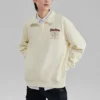 Basic Woven Half-Zip Crew Sweater “Black White”
