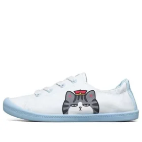 Beach Bingo My Emperor Sleeps All Night Low-Top Canvas Shoes White/Blue