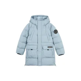 Casual Long Down Jacket “Black Teal”