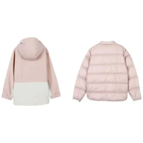 Color-blocked Zip-up Hooded Reversible Jacket “Pink White”