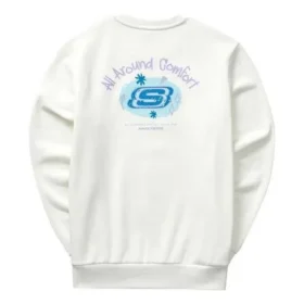 Colorful Casual Series Brand Crew Sweater “White Green”