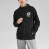 Colorful Casual Series Letter Zip-up Hooded Jacket “Black White”