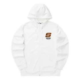 Colorful Casual Series Letter Zip-up Hooded Jacket “White Red”