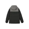 Contrast Color Letter Printed Hooded Down Jacket “Black Grey”