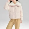 FASHION Letter Printed Down Jacket “Pink White”