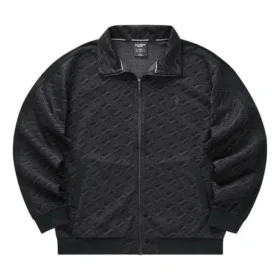 Full Print Embossed Zip-up Collar Jacket “Black White”
