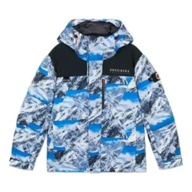 Hooded Down Jacket “Blue White Black”