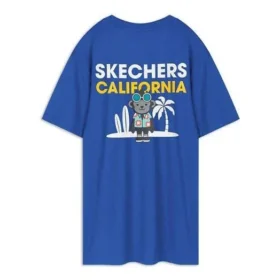 Knit Printing Short Sleeve Blue T-Shirt