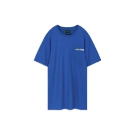 Knit Printing Short Sleeve Blue T-Shirt