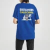 Knit Printing Short Sleeve Blue T-Shirt