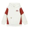 Letter Color-blocked Hoodie “White Red”