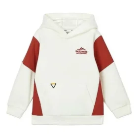 Letter Color-blocked Hoodie “White Red”