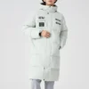 Letter Graphic Long Down Jacket “White”