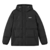 Letter Logo Printed Hooded Short Down Jacket “Black White”