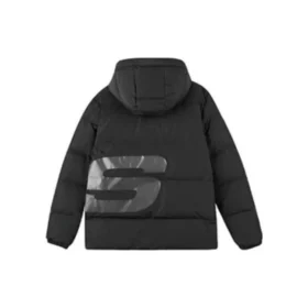 Letter Logo Printed Hooded Short Down Jacket “Black White”