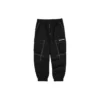 Letter Mid-Waist Woven Elastic Cuff Knit Sports Pants “Black”