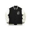 Letter Printed Baseball Jacket “Tan White Black”