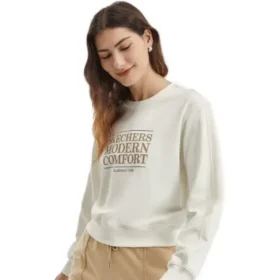 Letter Printed Crew Sweater “Grey White”
