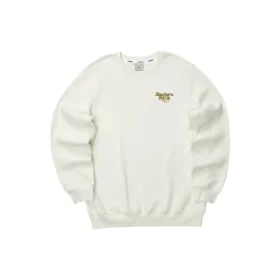 Letter Printed Crew Sweater “White Gold”