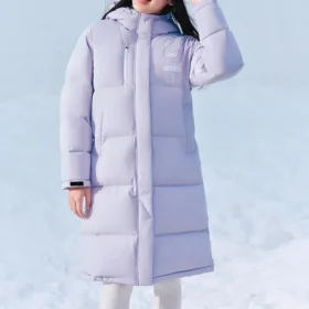 Letter Printed Long Down Jacket “Purple”