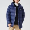Letter Printed Mid Down Jacket “Black Blue”