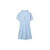 Logo Printed Waist-Defining Short Sleeve Dress “White Black Blue”