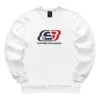 Logo Round Neck Fleece Pullover Sweatshirt “White Red Blue”
