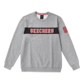 Men”s Skechers Alphabet Printing Knit Pullover Gray