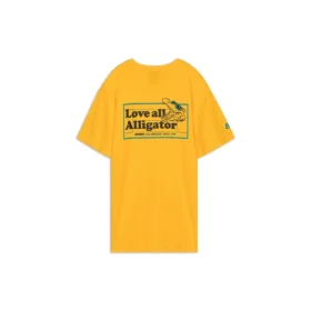 Men”s Skechers Alphabet Printing Knit Short Sleeve Yellow
