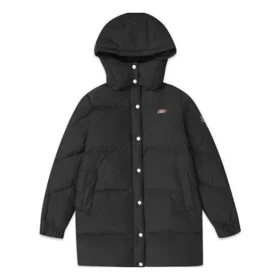 Mid-Length Warm Hooded Down Jacket “Black Pink”