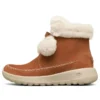 On-The-Go Joy Pompom Snow Boots “Brown White”