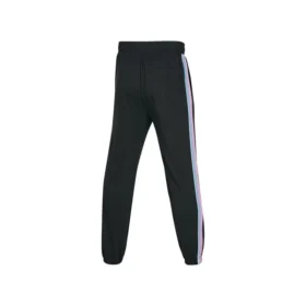 Side Striped Elastic Waist Tapered Casual Pants “Black”