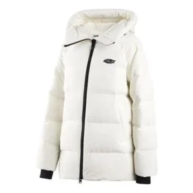 SKX Logo Printed Long Down Jacket “White Black”