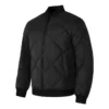 Solid Color Collar Woven Down Jacket “Black”