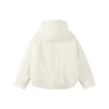 Solid Color Concealed Zip Elastic Cuff Hooded Down Jacket “Pink White”