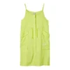 Solid Color Drawstring Waist Design Loose Sleeveless Dress “Green”