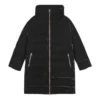 Solid Color Stand-up Collar Zip-up Quilted Jacket “Black”