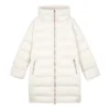Solid Color Stand-up Collar Zip-up Quilted Jacket “White”