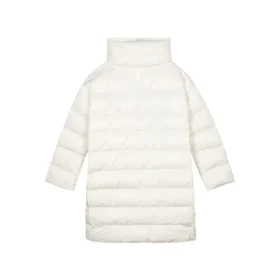 Solid Color Stand-up Collar Zip-up Quilted Jacket “White”