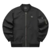 Solid Pattern Zip Jacket “Black”