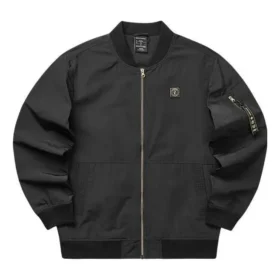 Solid Pattern Zip Jacket “Black”