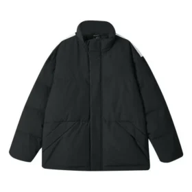 Sport Lifestyle Series Letter Printed Zip-up Down Jacket “Black White Green”