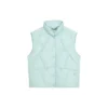Stand-up Collar Woven Hooded Down Vest “Black Blue White”