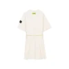 Stroll Series Logo Graphic Drawstring Waist Short Sleeve Dress “White Green”