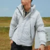 Zip-up Solid Color Hooded Down Jacket “Black Grey White”